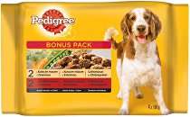 Pedigree kapsička Adult kuracie+zelenina/hovädzie+zelená 2+2x100g + Množstevná zľava