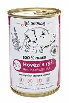 All Animals DOG mleté hovädzie mäso s ryžou 400g + Množstevná zľava