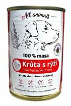 Všetky zvieratá DOG Mletý moriak s ryžou 400g